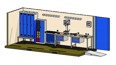Voorbeeld van een Werkplaatscontainer